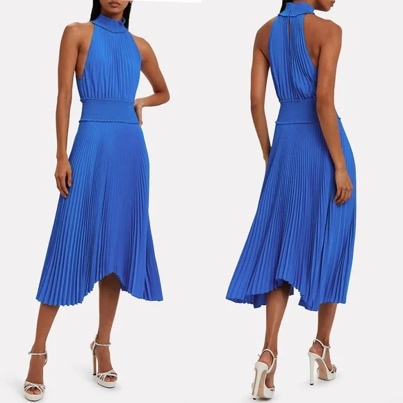 A.L.C. Renzo B Pleated Midi Dress in Adriatic Blue Size 0 - Picture 7 of 10